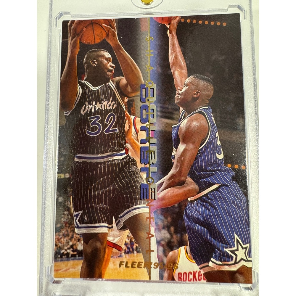 Fleer Basketball Card Shaq O'Neal OS Blue Good 95-96 Double Trouble Insert 10/12